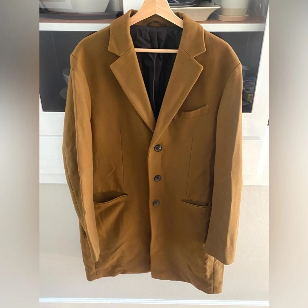 Banana Republic Mario Bellucci Wool Cashmere Camel Tan Coat Mens Size Large